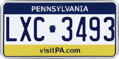 PA license plate LXC3493
