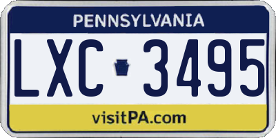 PA license plate LXC3495