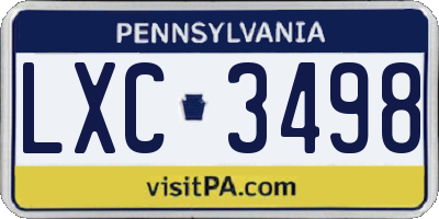 PA license plate LXC3498