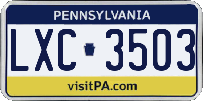 PA license plate LXC3503