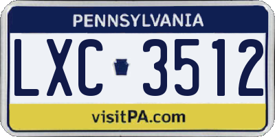 PA license plate LXC3512