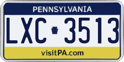 PA license plate LXC3513