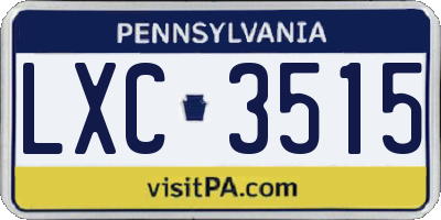 PA license plate LXC3515