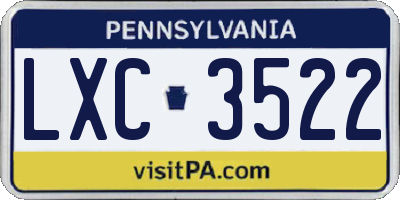 PA license plate LXC3522
