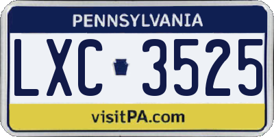 PA license plate LXC3525