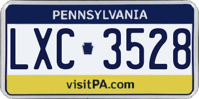 PA license plate LXC3528