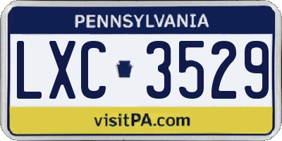 PA license plate LXC3529
