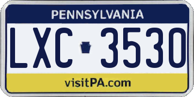 PA license plate LXC3530