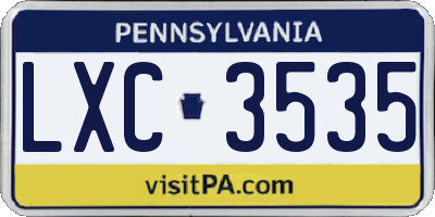 PA license plate LXC3535