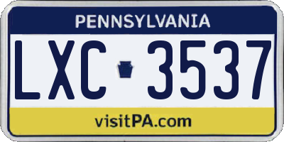 PA license plate LXC3537