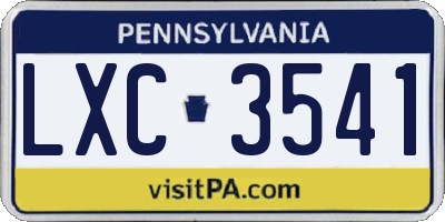 PA license plate LXC3541