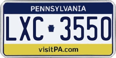 PA license plate LXC3550