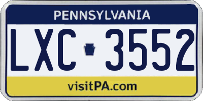 PA license plate LXC3552
