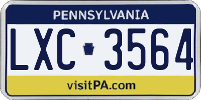 PA license plate LXC3564