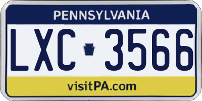 PA license plate LXC3566