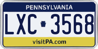 PA license plate LXC3568