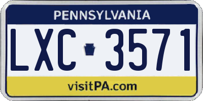 PA license plate LXC3571