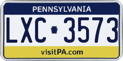 PA license plate LXC3573