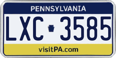 PA license plate LXC3585