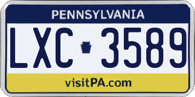 PA license plate LXC3589
