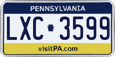 PA license plate LXC3599