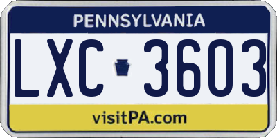 PA license plate LXC3603