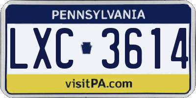 PA license plate LXC3614