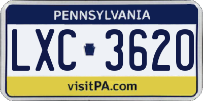 PA license plate LXC3620