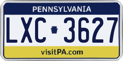 PA license plate LXC3627
