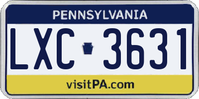 PA license plate LXC3631