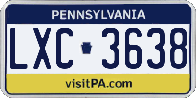PA license plate LXC3638