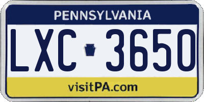 PA license plate LXC3650