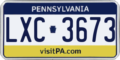 PA license plate LXC3673