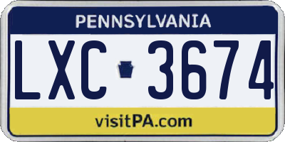 PA license plate LXC3674