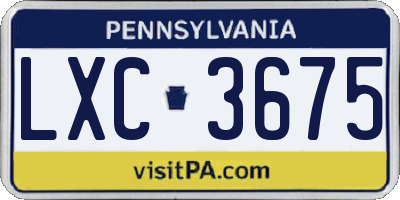 PA license plate LXC3675