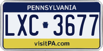 PA license plate LXC3677