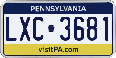 PA license plate LXC3681
