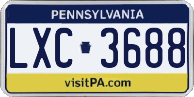 PA license plate LXC3688