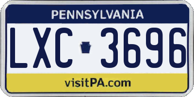 PA license plate LXC3696