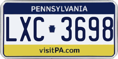 PA license plate LXC3698