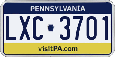PA license plate LXC3701