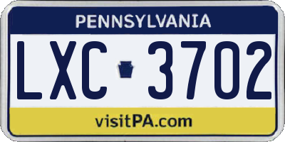 PA license plate LXC3702