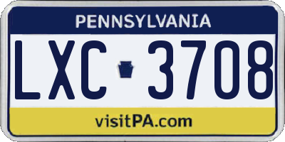 PA license plate LXC3708