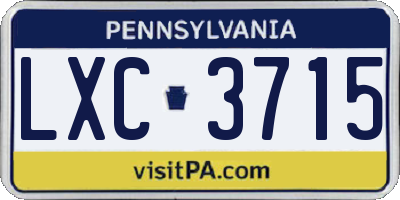 PA license plate LXC3715