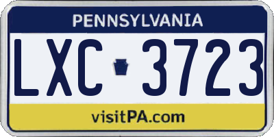 PA license plate LXC3723