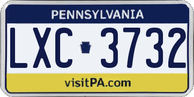 PA license plate LXC3732