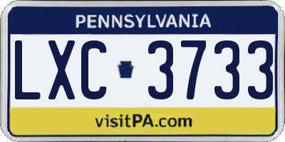 PA license plate LXC3733