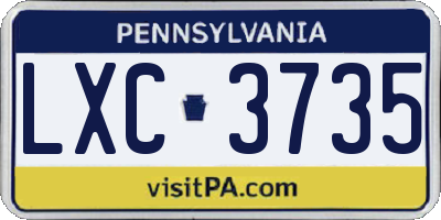 PA license plate LXC3735
