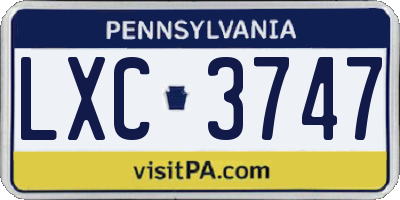 PA license plate LXC3747