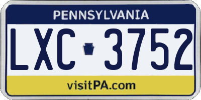 PA license plate LXC3752